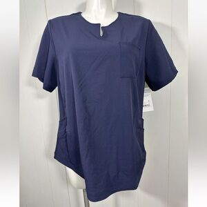 NWT Climate Right by Cuddl Duds Navy Scrub Top Size 2X Ion Anti-Bacterial Tech